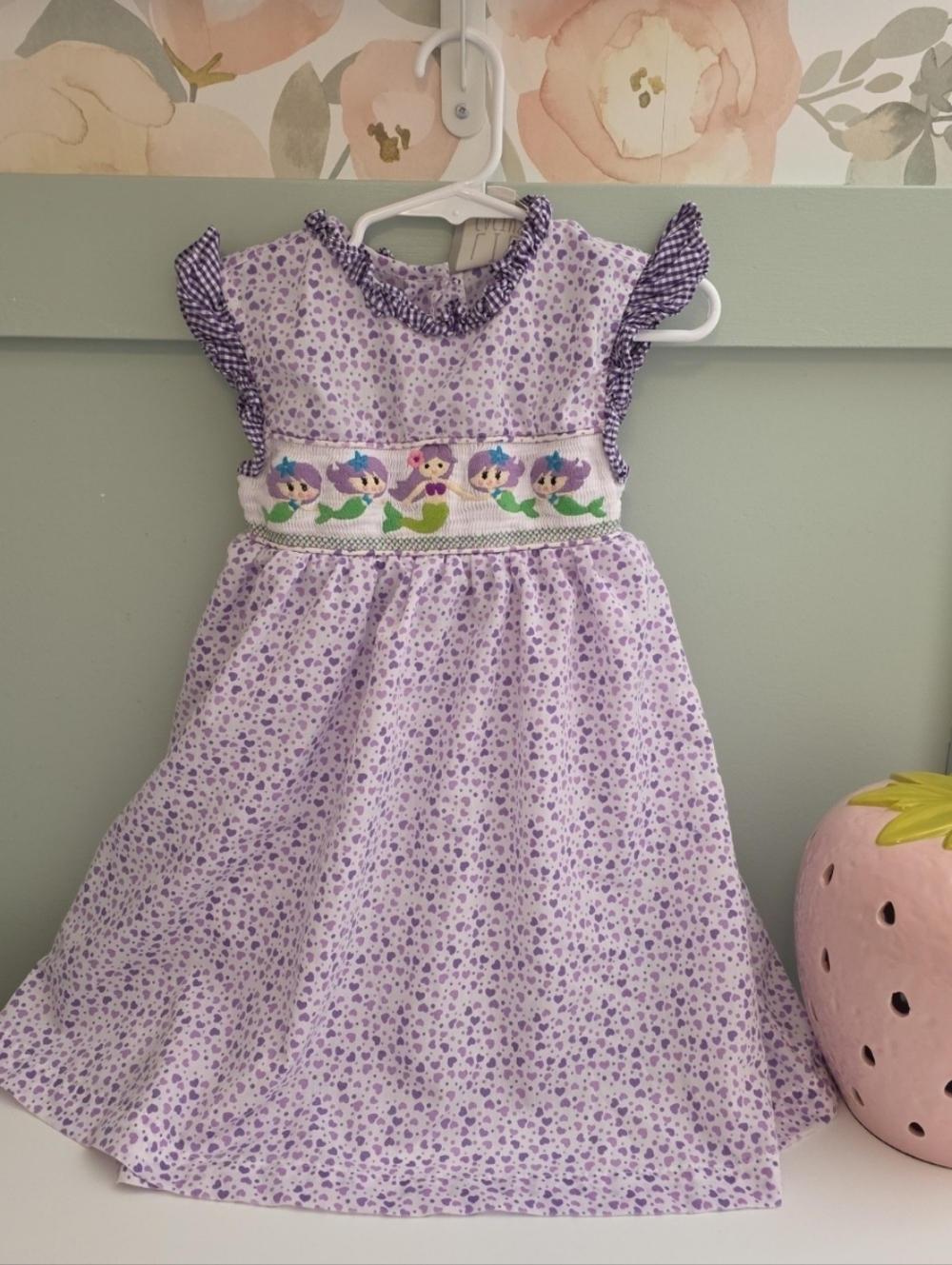 Lil Cactus 3t Smocked Girls' Dress with Mermaid Embroidery Summer Beach Vacation